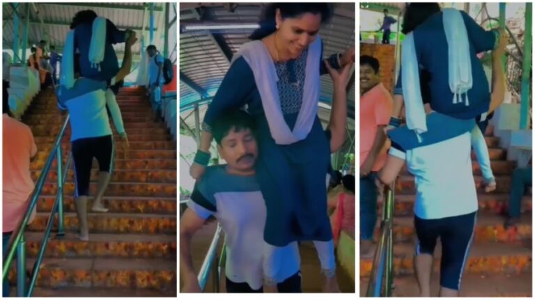 climbed Tirumala Steps with his wife: భార్యను ఎత్తుకొని తిరుమల కొండెక్కిన సత్తిబాబు