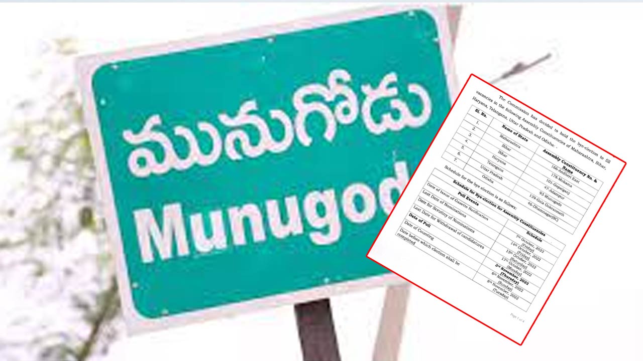 Munugode Bypoll: మునుగోడు ఉప ఎన్నికల షెడ్యూల్‌ విడుదల.. పోలింగ్‌ ఎప్పుడంటే..?