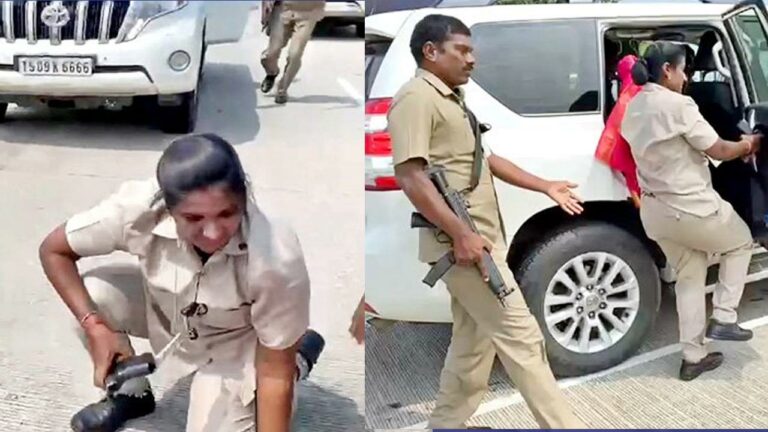 CM KCR : సీఎం కేసిఆర్ పర్యటనలో అపశృతి.. కాన్వాయ్ నుండి జారి పడ్డ మహిళా కానిస్టేబుల్