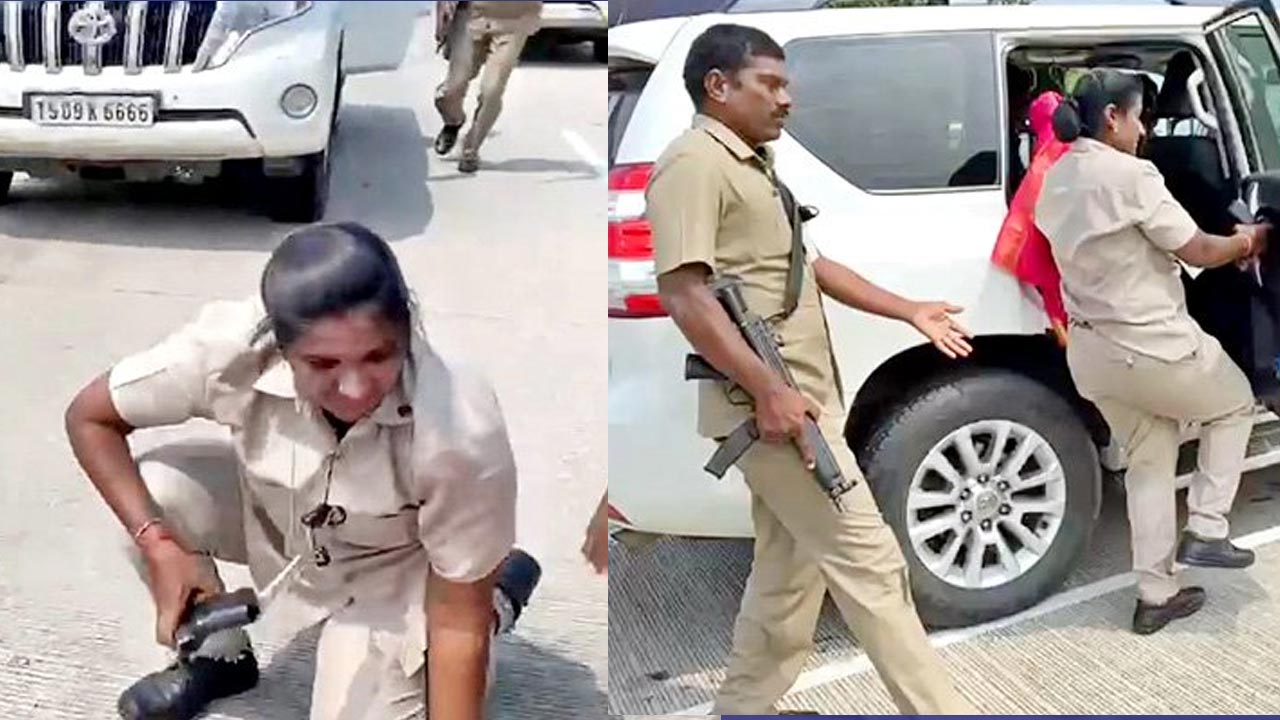 CM KCR : సీఎం కేసిఆర్ పర్యటనలో అపశృతి.. కాన్వాయ్ నుండి జారి పడ్డ మహిళా కానిస్టేబుల్