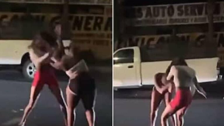 womens fight: నడిరోడ్డుపై లేడీస్ ఫైట్.. ఎవరూ తగ్గట్లేదుగా