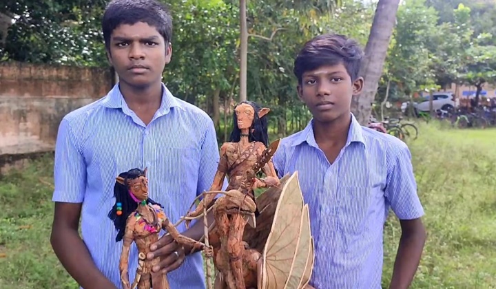 Avatar Mania: విద్యార్థుల అద్భుత ప్రతిభ.. ఆకులు, కొబ్బరి చిప్పలతో ‘అవతార్’ బొమ్మలు