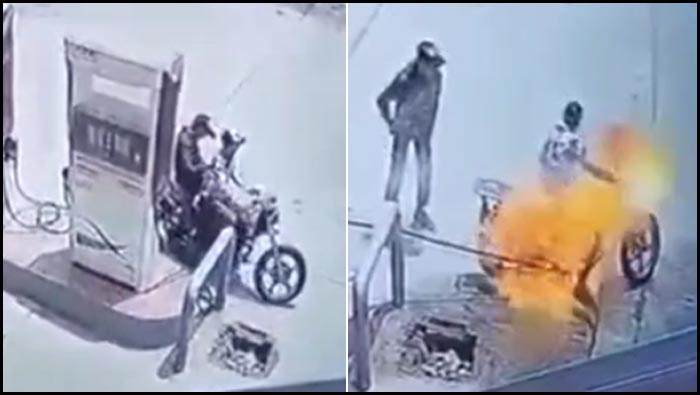 Bike Burst In Petrol Pump