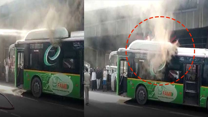 TSRTC : కదులుతున్న ఎలక్ట్రిక్ బస్సులో మంటలు.. డ్రైవర్‌ అప్రమత్తంతో తప్పిన ప్రమాదం