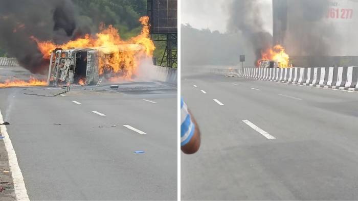 Oil Tanker Accident: ముంబై-పూణే హైవేపై బోల్తాపడిన పెట్రోల్ ట్యాంకర్.. నలుగురు దుర్మరణం..