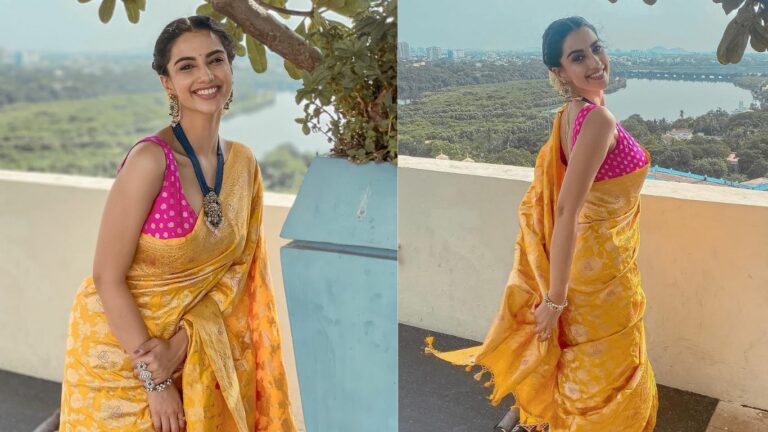 Meenakshi Chaudhary Pics: శారీలో కేక పెట్టిస్తున్న మీనాక్షి చౌదరి.. లేటెస్ట్ పిక్స్ వైరల్!