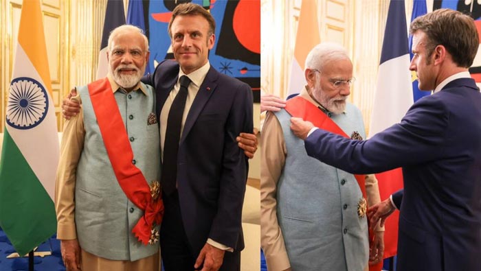 PM Modi:  ప్రధాని మోదీకి ఫ్రాన్స్‌ అత్యున్నత పురస్కారం.. గ్రాండ్ క్రాస్ ఆఫ్ ది లిజియన్ ఆఫ్​ హానర్ ను అందించిన దేశాధ్యక్షుడు