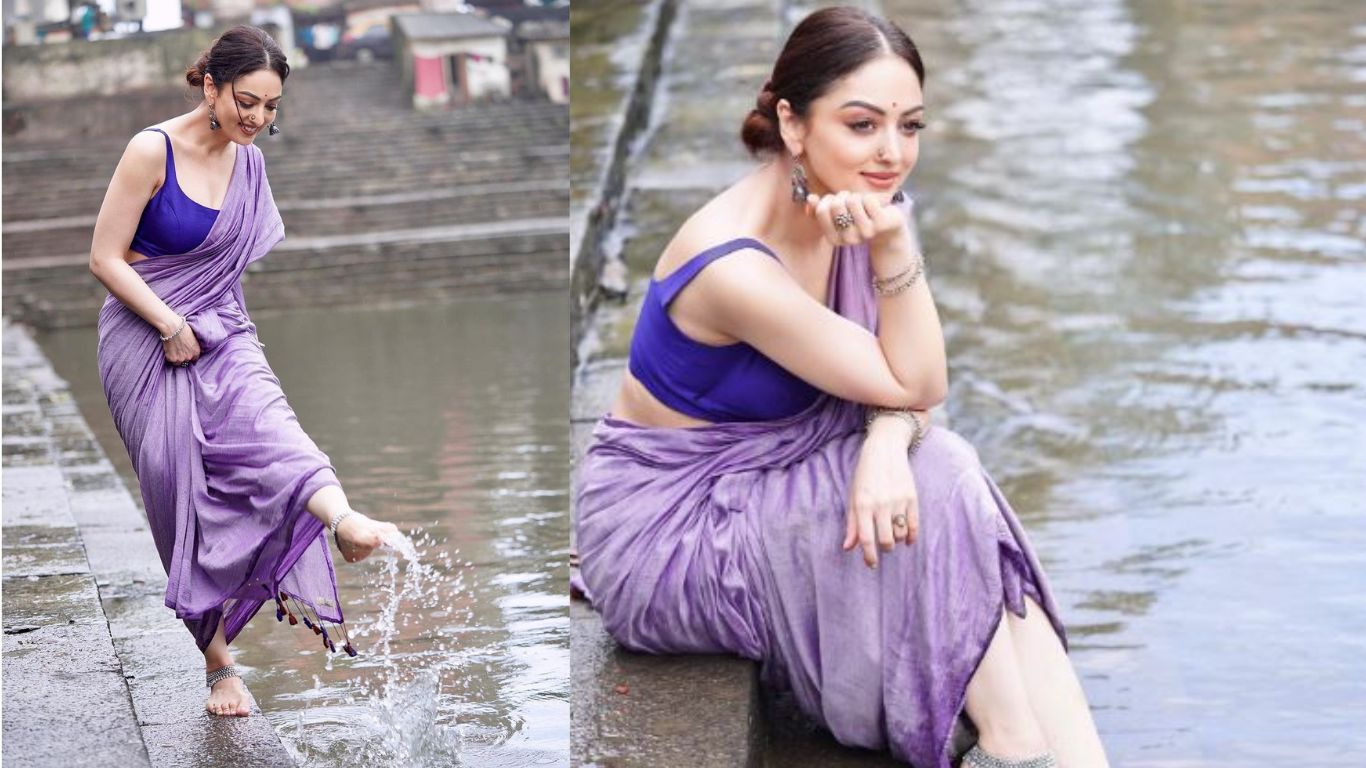 Sandeepa Dhar looking like a snack in a purple saree :  r/BeautifulIndianWomen2