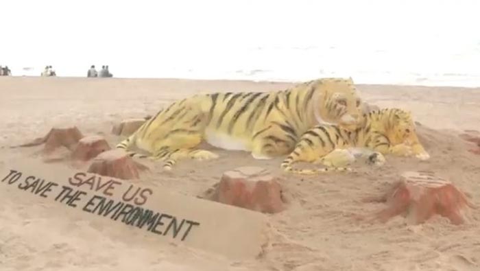 World Tigers Day:  నేడు ప్రపంచ పులుల దినోత్సవం..  పూరీ తీరంలో 15 అడుగుల సైకత చిత్రం