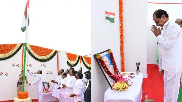 Pragati Bhavan: ఘనంగా 77వ స్వాతంత్య్ర దినోత్సవ వేడుకలు.. జెండా ఎగరవేసిన సీఎం కేసీఆర్