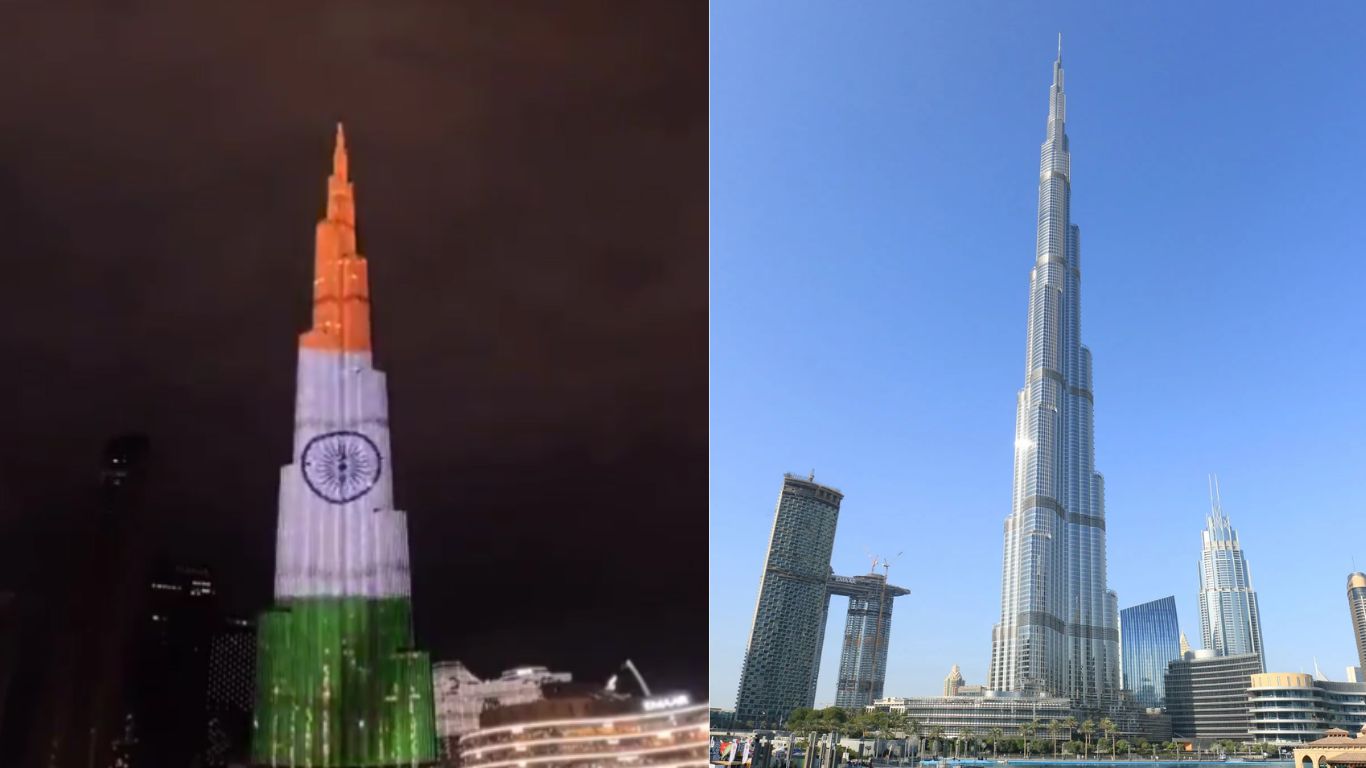 Indian Flag on Burj Khalifa ప్రపంచంలోనే అత్యంత ఎత్తైన బిల్డింగ్