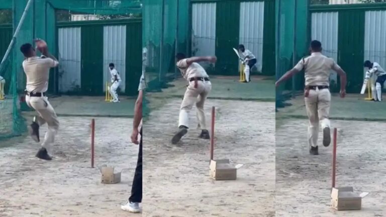 Viral video: వాట్ ఏ టాలెంట్ సారూ.. పోలీసోని బౌలింగ్ కు మైండ్ బ్లాకే..