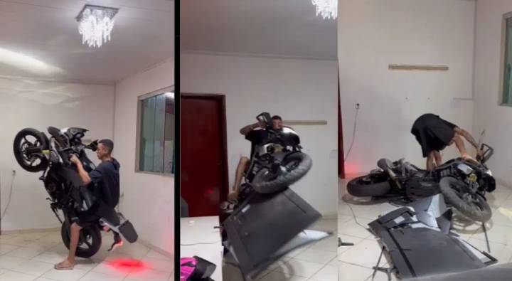 Viral : ఎక్కడా ప్లేస్ లేనట్టు గదిలో బైక్ డ్రైవింగ్ ఏంట్రా.. పగిలిపోయిందిగా