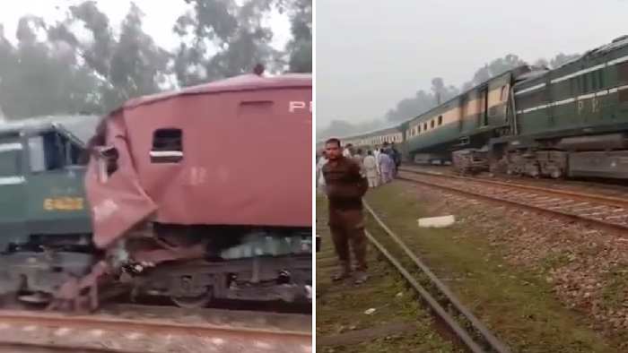 Pakistan: పాకిస్తాన్‌లో గూడ్స్ రైల్‌ని ఢీకొట్టిన ప్యాసింజర్ రైలు..