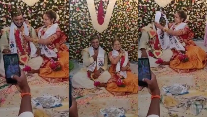 Viral Video : ఇదేం అభిమానం సామి.. పెళ్లిలో పార్టీ కండువాలు మార్చుకున్న కొత్త జంట..
