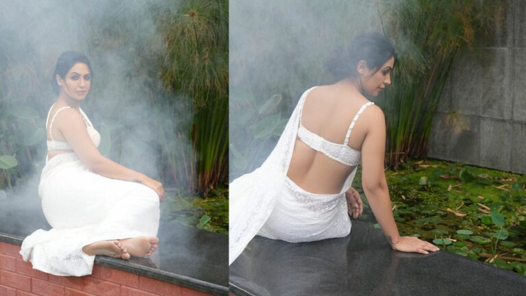 Nandini Rai Saree Pics: తెలుపు చీరలో పిచ్చెక్కిస్తున్న నందిని రాయ్.. హాట్ పిక్స్ అదిరాయిగా!