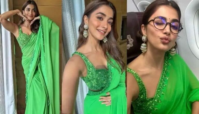Pooja Hegde :  గ్రీన్ శారీలో వయ్యారాలను వలకబోస్తున్న బుట్ట బొమ్మ..