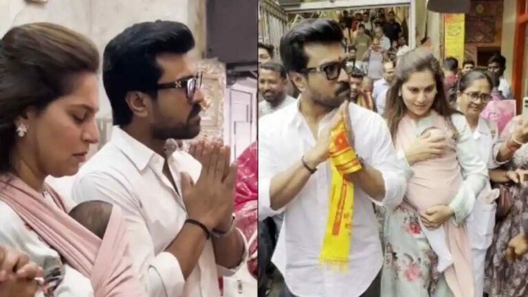 Ramcharan -Upasana : క్లింకారతో మహాలక్ష్మి అమ్మవారిని దర్శించుకున్న రామ్ చరణ్-ఉపాసన..