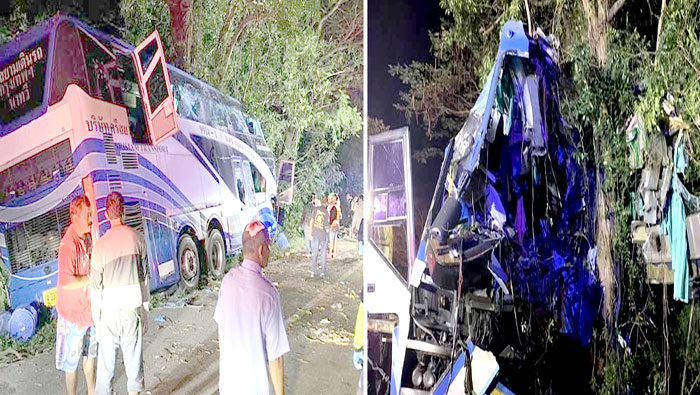 Thailand: చెట్టును ఢీ కొట్టిన బస్సు.. 14మంది దుర్మరణం