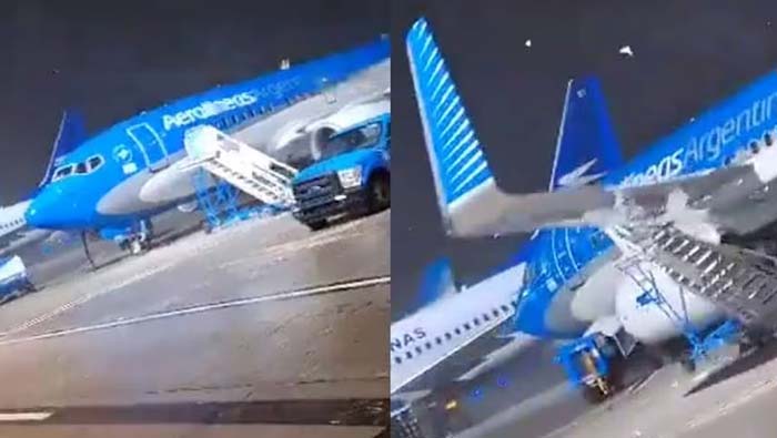 Viral Video: షాకింగ్ వీడియో.. గాలివాన బీభత్సం.. ఏకంగా విమానమే కొట్టుకుపోయింది.. ఎక్కడంటే!