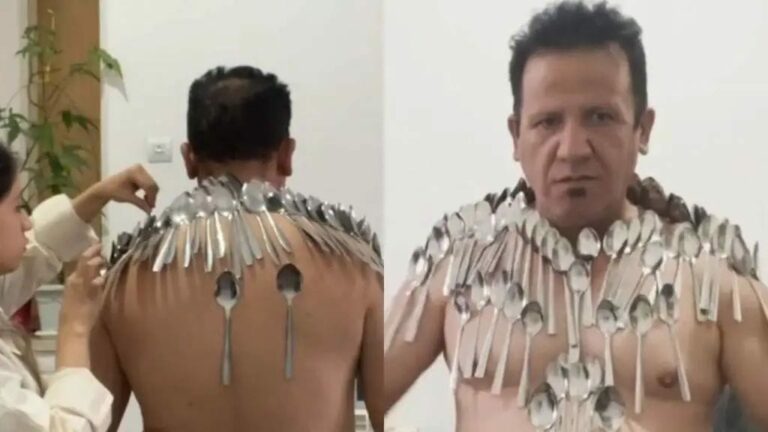 Guinness World Records : ఓర్నీ.. బాడీమీద స్పూన్లను భలే బ్యాలెన్స్ చేశాడే..