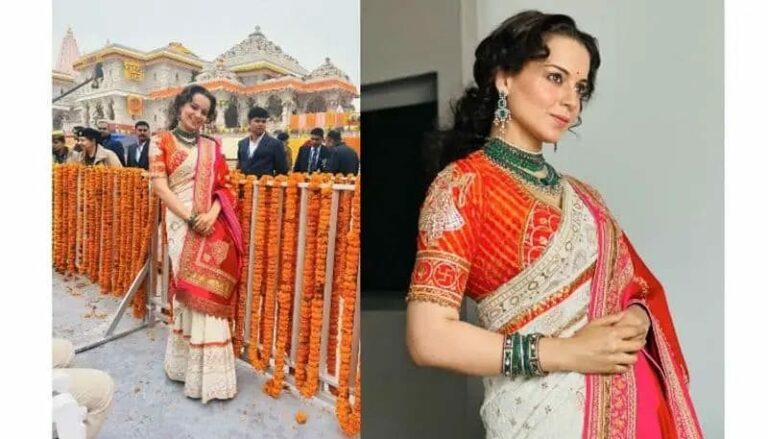 Kangana Ranauth : అయోధ్య రామ మందిరంలో కంగనా.. చీరకట్టులో ఎంత అందంగా ఉందో..