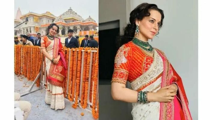 Kangana Ranauth : అయోధ్య రామ మందిరంలో కంగనా.. చీరకట్టులో ఎంత అందంగా ఉందో..