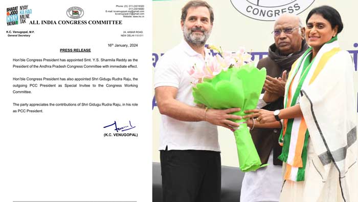 YS Sharmila: పీసీసీ చీఫ్‌గా వైఎస్‌ షర్మిల నియామకం.. కాంగ్రెస్‌ అధిష్టానం ప్రకటన