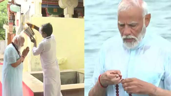 PM Modi: సముద్ర స్నానమాచరించి రామేశ్వరంలో ప్రత్యేక పూజలు చేసిన ప్రధాని..