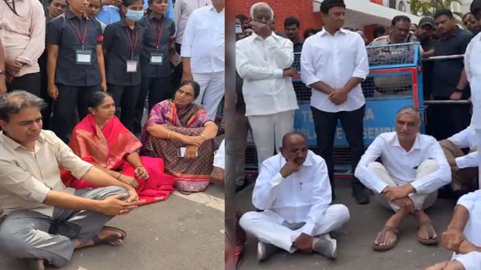 Telangana Assembly: అసెంబ్లీ వద్ద ఉద్రిక్తత.. పోలీసులతో కేటీఆర్‌, హరీష్‌రావు వాగ్వాదం