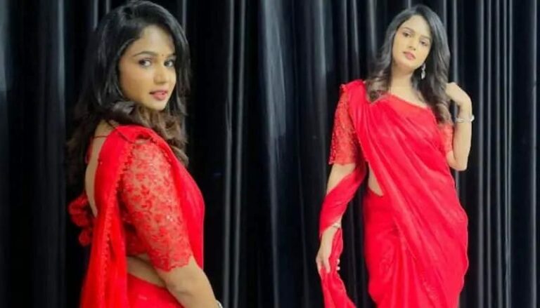 Ariyana Glory : రెడ్ శారీలో ఘాటు మిర్చీలా అరియనా.. మైండ్ బ్లాక్ చేస్తున్న పిక్స్..