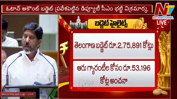 Telangana Budget 2024: అసెంబ్లీలో ఓటాన్‌ ఎకౌంట్‌.. రూ2.75 లక్షల కోట్లతో బడ్జెట్..!