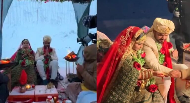 Viral Video : గడ్డకట్టే చలిలో పెళ్లేంట్రా బాబు.. వీడియో చూస్తే మైండ్ బ్లాకే..