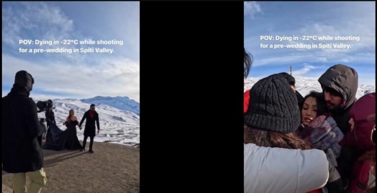 Viral Video : అవసరమా భయ్యా.. -22 డిగ్రీల చలిలో ప్రీ-వెడ్డింగ్ షూట్..!