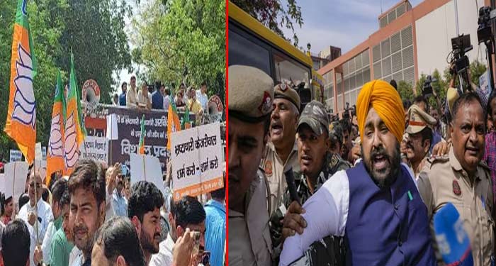 BJP Protest: సీఎం పదవికి కేజ్రీవాల్ రాజీనామా చేయాలంటూ బీజేపీ ఆందోళన..