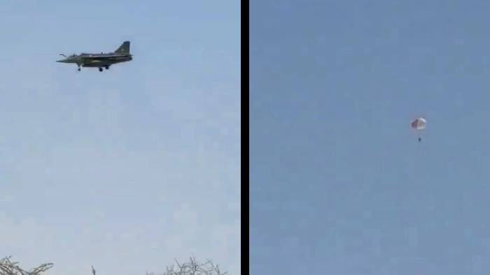 Viral Video: తేజస్ యుద్ధవిమానం క్రాష్..  బయటపడిన పైలెట్ వీడియోలు వైరల్..