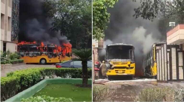 Viral Video: స్కూల్ ఆవరణలో రెండు స్కూల్ బస్సుల్లో చెలరేగిన మంటలు.. చివరకు..?!