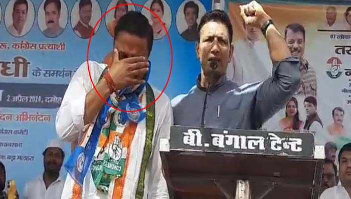 Congress:  ప్రచారంలో కాంగ్రెస్ అభ్యర్థి కంటతడి.. ఎన్నికల స్టంట్ అన్న బీజేపీ