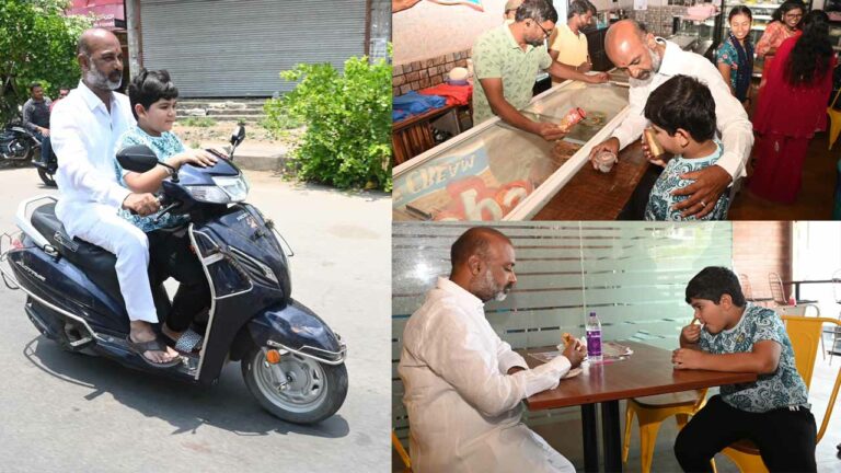 Bandi Sanjay: యాక్టీవా పై మేనల్లుడితో షికార్‌.. బేకరీకి వెళ్లిన బండి సంజయ్