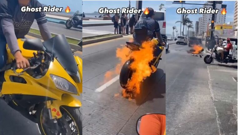 Ghost Rider: ఒక్కసారిగా బైక్ డ్రైవ్ చేస్తున్న సమయంలో చెలరేగిన మంటలు.. చివరకు..