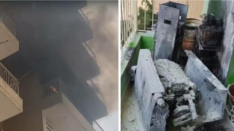 Noida: ఎండ తీవ్రతకు బాల్కనిలో వాషింగ్ మిషన్ పేలి.. భారీగా మంటలు