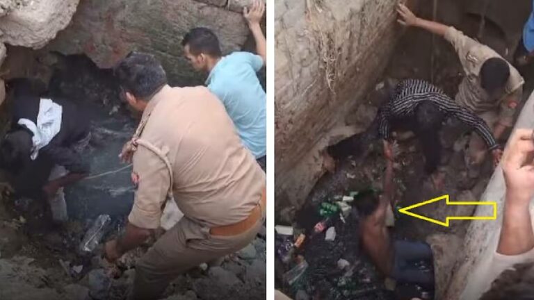 Noida Police: మురికి కాలువలో పడిన యువకుడిని రక్షించిన పోలీసులు.. వీడియో వైరల్