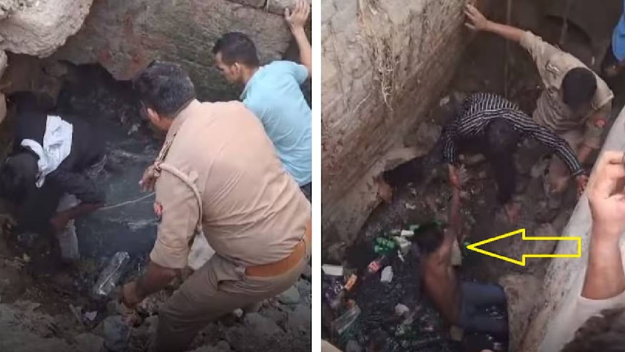 Noida Police: మురికి కాలువలో పడిన యువకుడిని రక్షించిన పోలీసులు.. వీడియో వైరల్