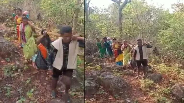 Elections 2024 : రోడ్డు లేకున్నా డోలీలో మోసుకొని వచ్చి ఓటేస్తున్న గిరిజనులు.. వీళ్లను చూసైనా మారండి