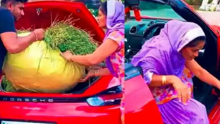 Haryana: ఇదేందయ్యా ఇది..పోర్షే లగ్జరీ కారులో ఎండుగడ్డి తీసుకెళ్లిన రైతు