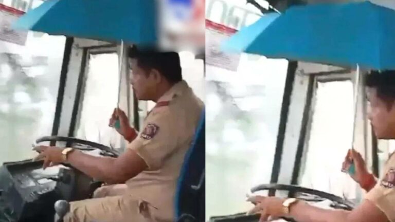 NWKRTC: గొడుగు పట్టుకుని బస్సు నడిపిన డ్రైవర్.. వీడియో తీసిన కండక్టర్ సస్పెండ్