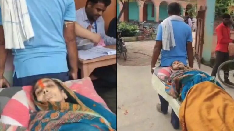 Patient On Stretcher Voted: స్ట్రెచర్‌ పై పోలింగ్ బూత్‌కి వెళ్లి మరీ ఓటు వేసిన మహిళ..