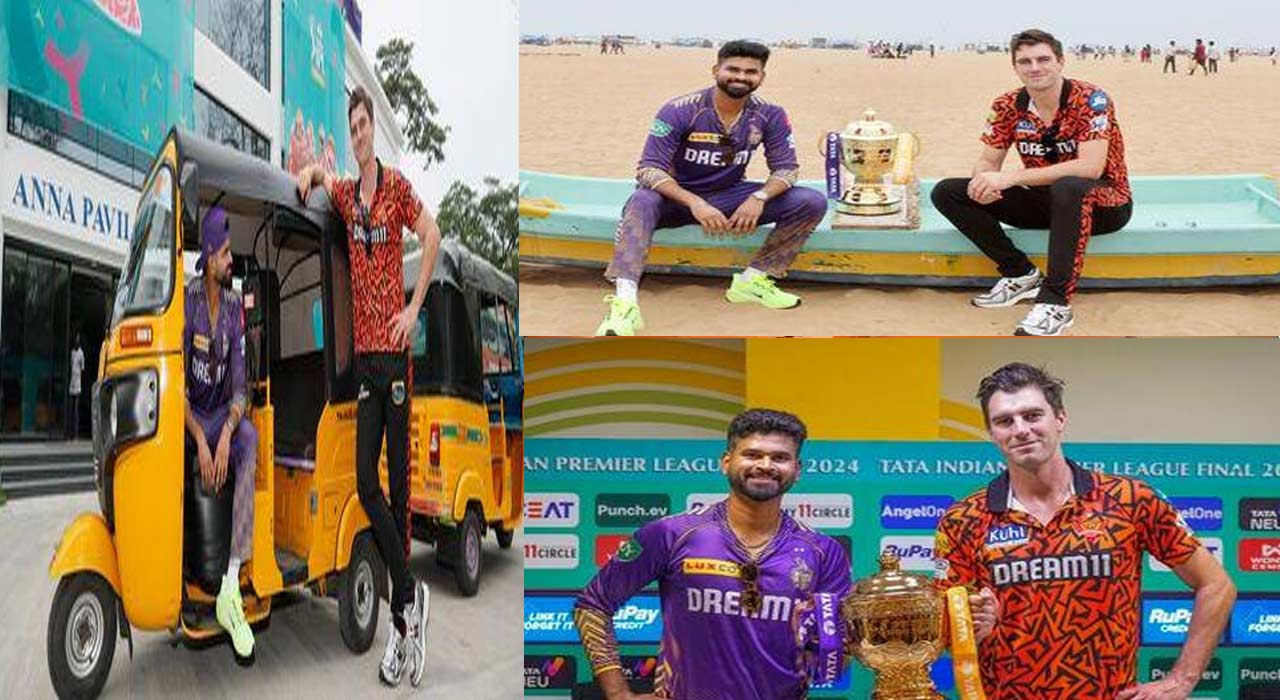 IPL 2024 Final: ట్రోఫీతో కమిన్స్, శ్రేయాస్ ఫొటో షూట్.. పడవ, ఆటోలో మాములుగా లేదుగా