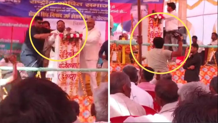 UP: స్వామి ప్రసాద్ మౌర్యపై బూటు విసిరిన ఓ వ్యక్తి.. వేదికపై ప్రసంగిస్తుండగా ఘటన