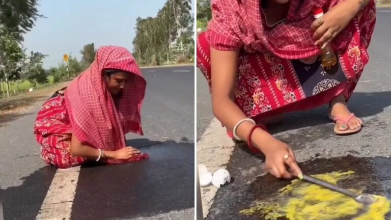 Viral Video: రోడ్డుపై ఎగ్ ఆమ్లట్ వేసిన మహిళ.. మండిపడుతున్న నెటిజన్లు